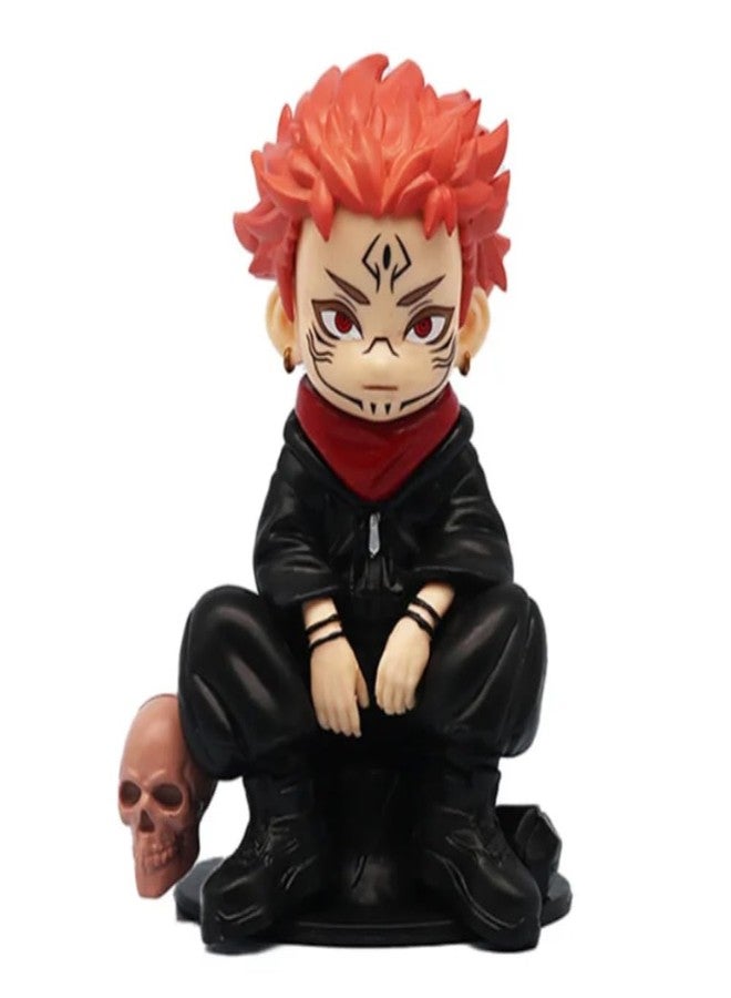 بلو أورا ارتفاع شخصية الحركة Blue Aura Jujutsu Kaisen Yuji Itadori - 12 سم يمكن تجميعها لمحبي الرسوم المتحركة Manga Weeb PVC متعدد الألوان | يوجي يجلس الجمجمة - Image 1